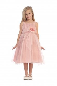 Mauve Elegant Tulle Dress with Floral Accent Flower Girl Dress